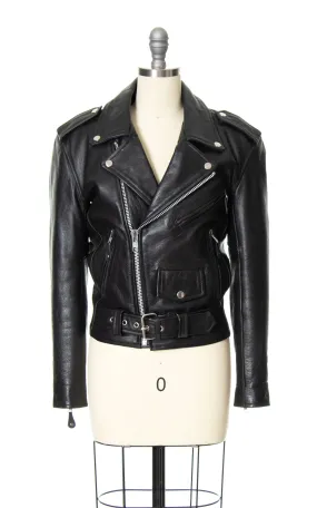 1980s Black Leather Moto Jacket | x-small/small