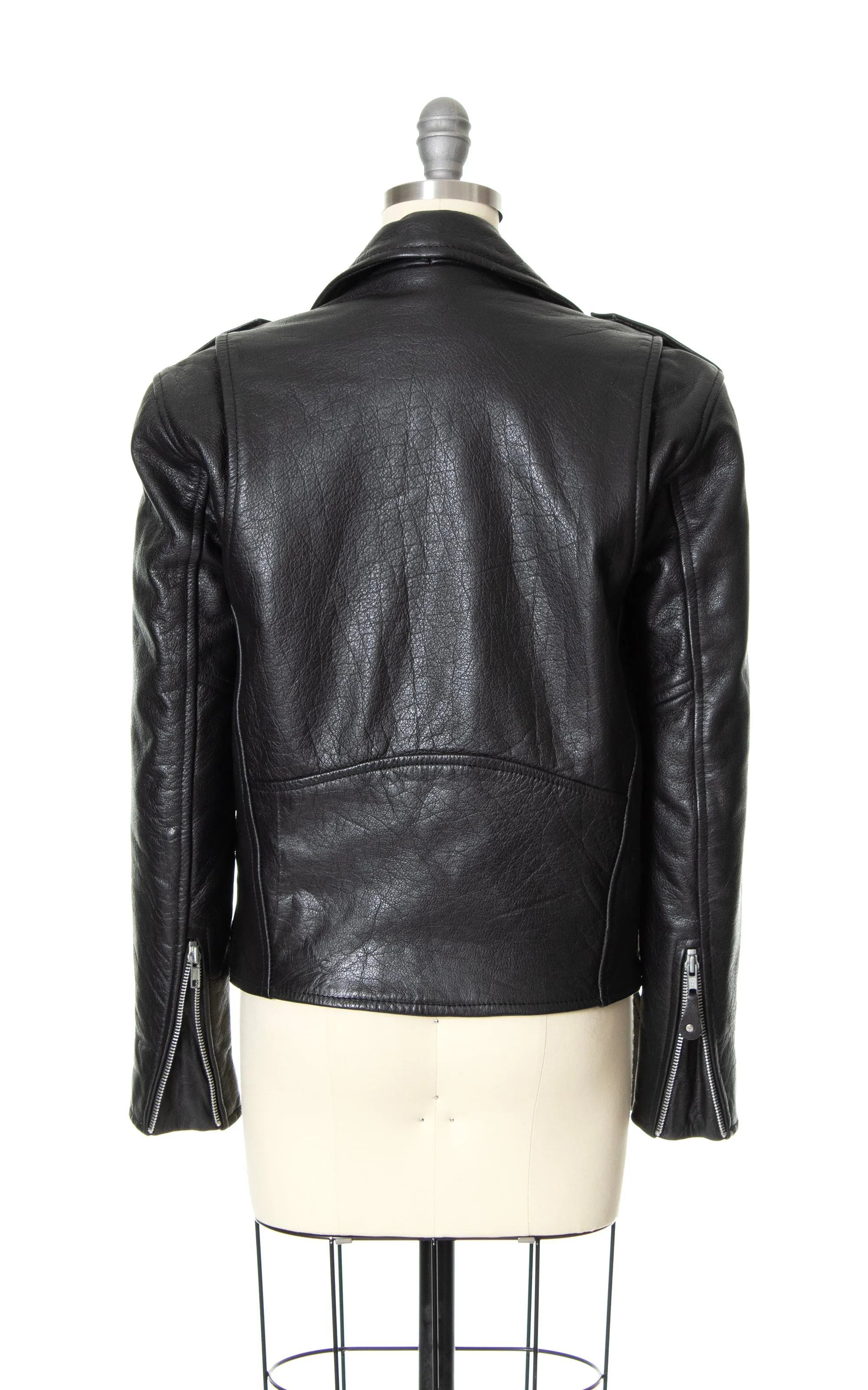 1980s Black Leather Moto Jacket | x-small/small