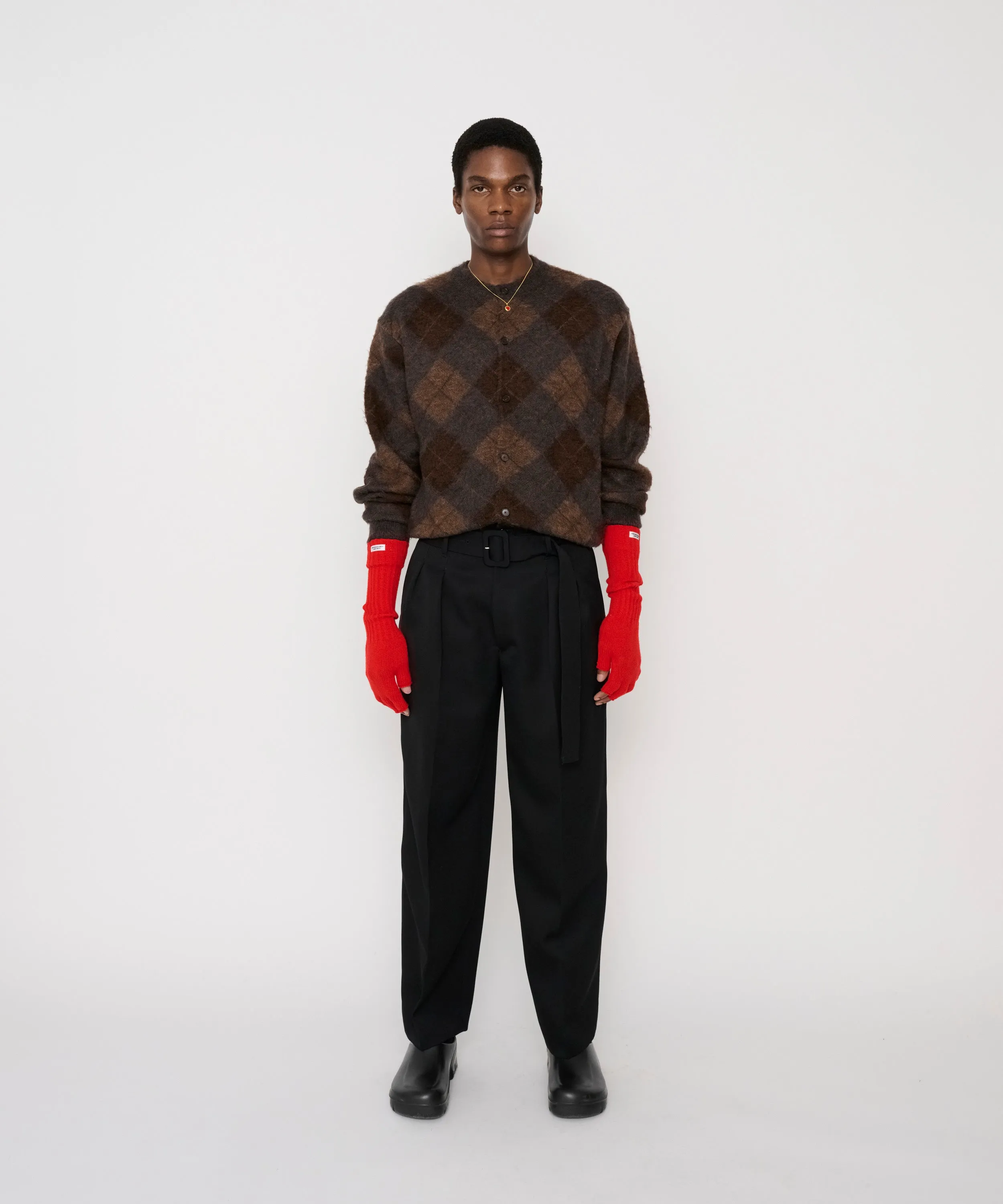 24WPT-#541 WOOL DOESKIN BELTED TWO TUCK SLACKS