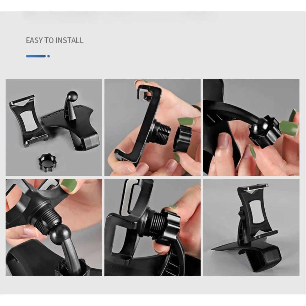 3 in 1 Car GPS Smartphone Holder: Dashboard / Visor Clamp   AC Grid Clip for Sharp Aquos P1 / P1X (2016) - Black