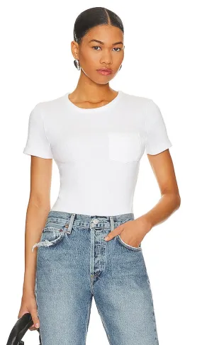 AGOLDE Arlo Rib Pocket Tee in White