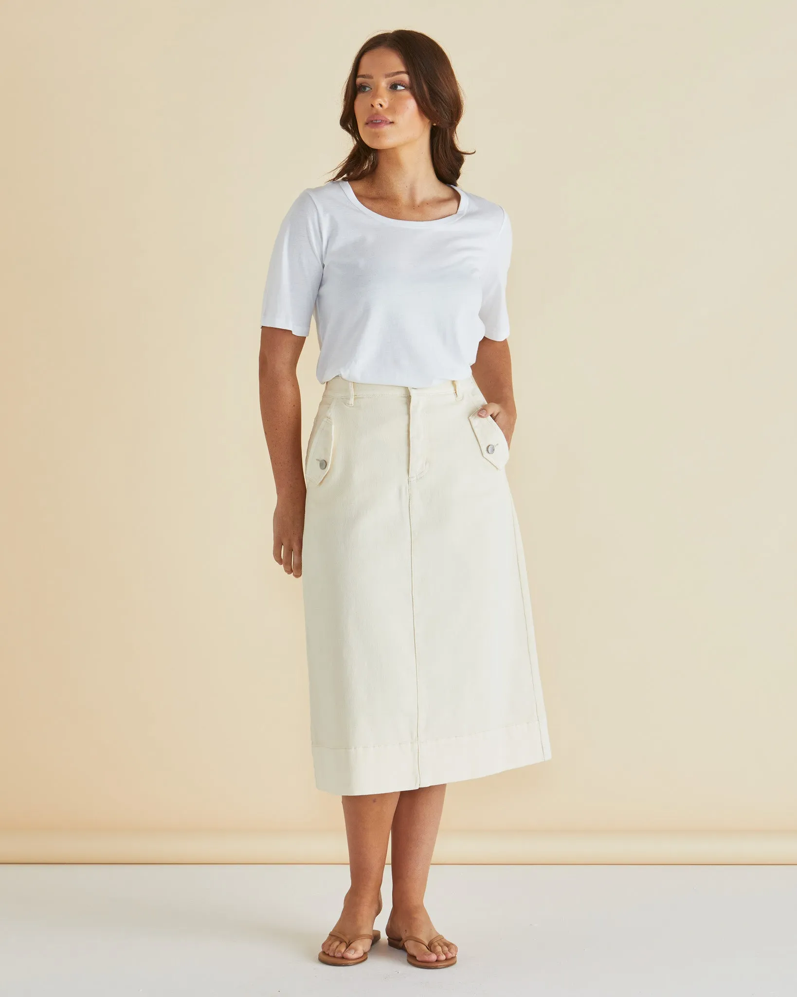 Astra Denim Skirt - Off-White