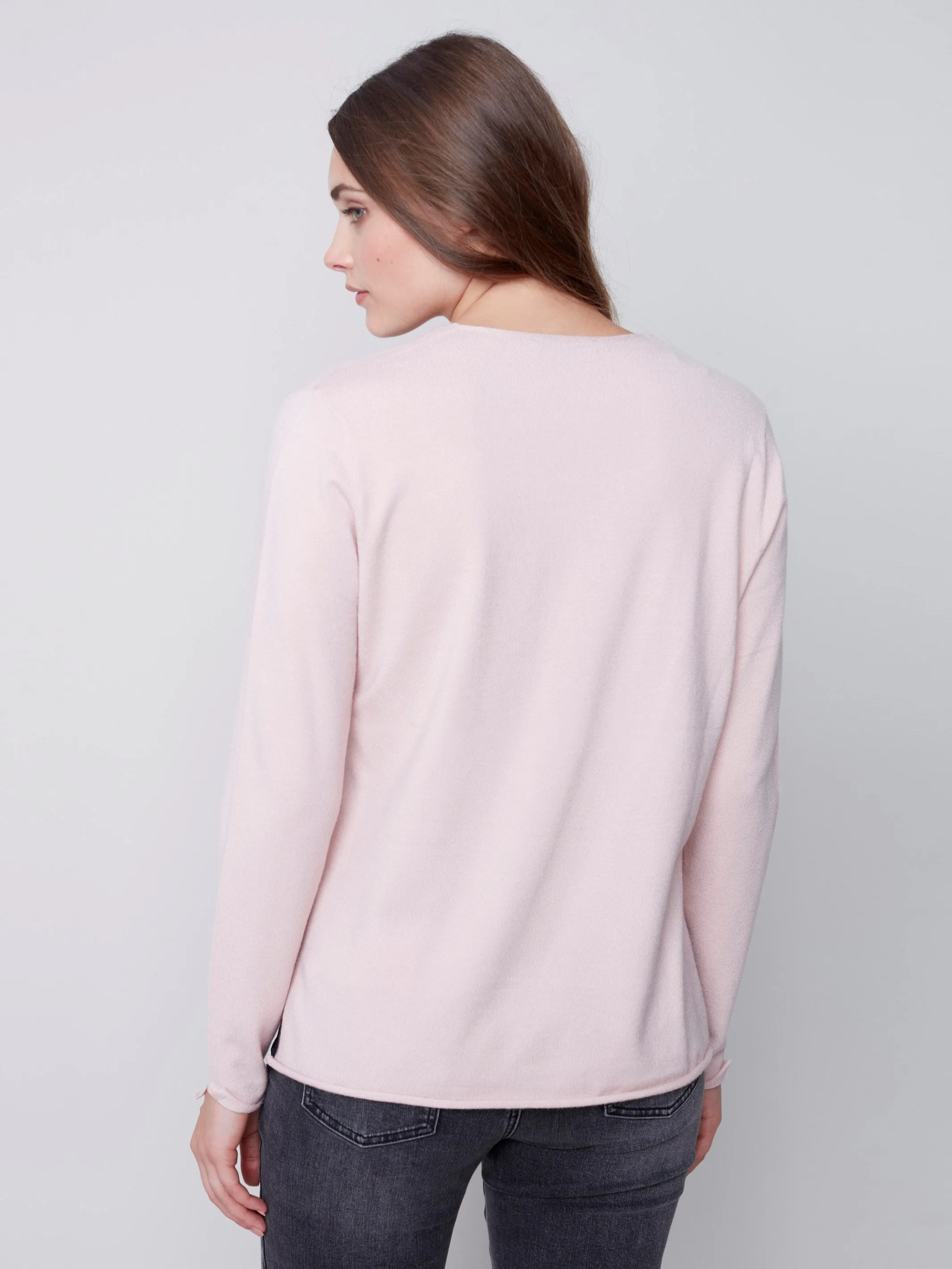 Basic V-Neck Sweater - Powder