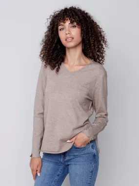 Basic V-Neck Sweater - Truffle