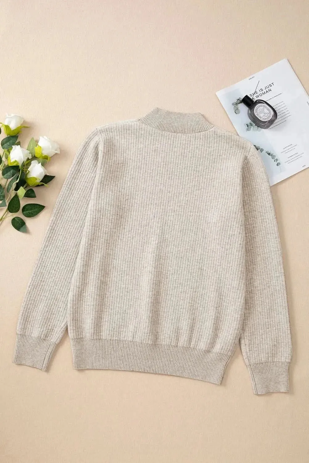 Cozy mock neck long sleeve sweater