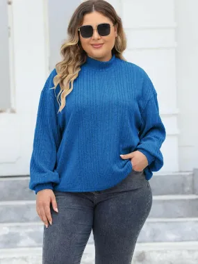 Cozy plus size ribbed mock neck top