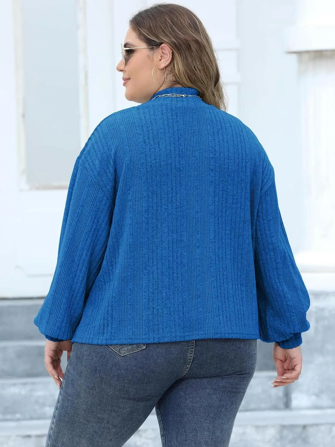 Cozy plus size ribbed mock neck top