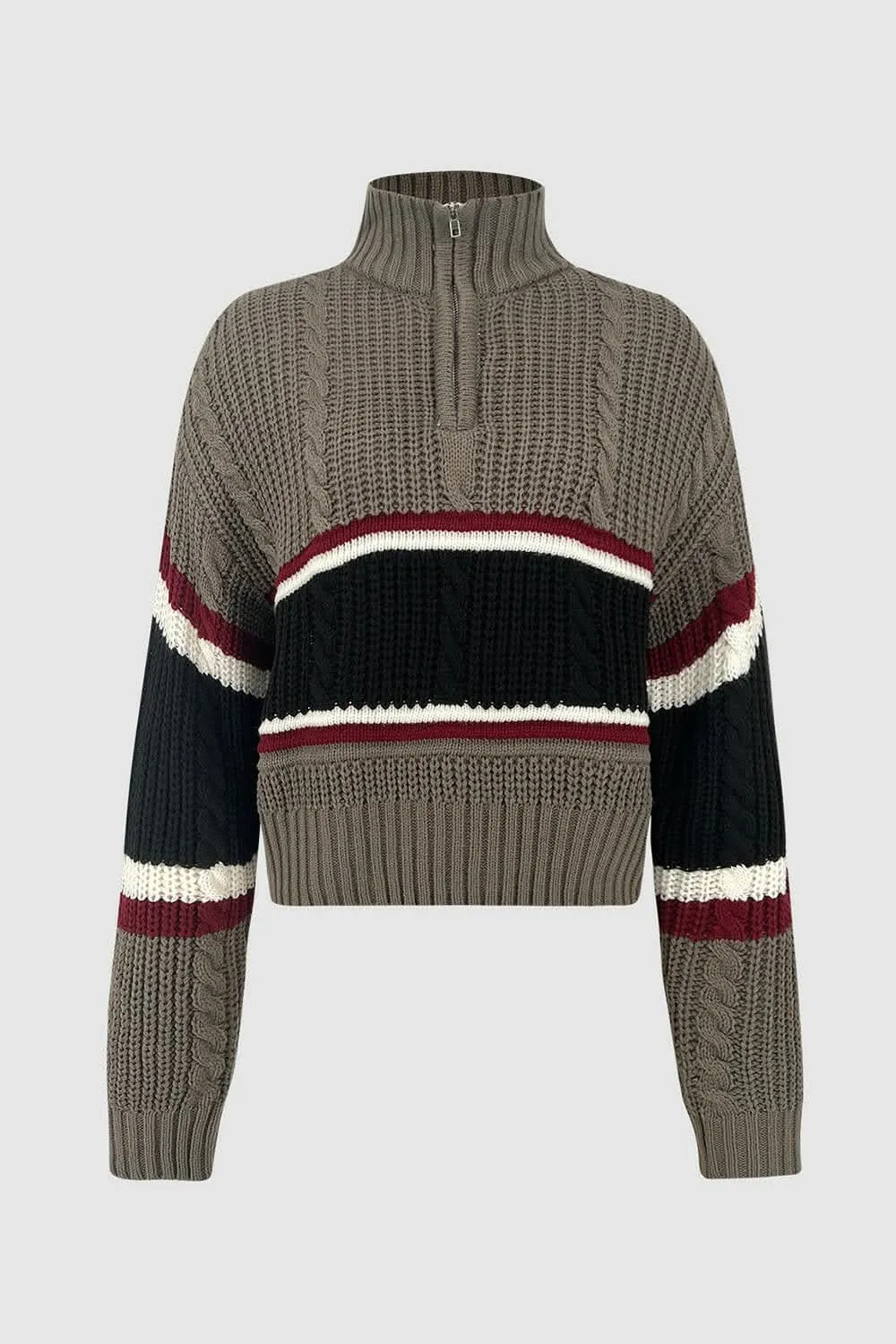 Cozy striped quarter zip sweater
