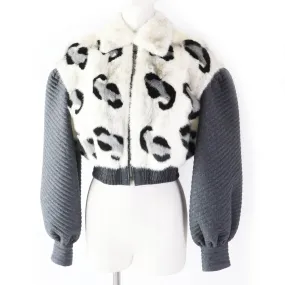 Fendi Mink Wool Leopard Zip-up Jacket Women