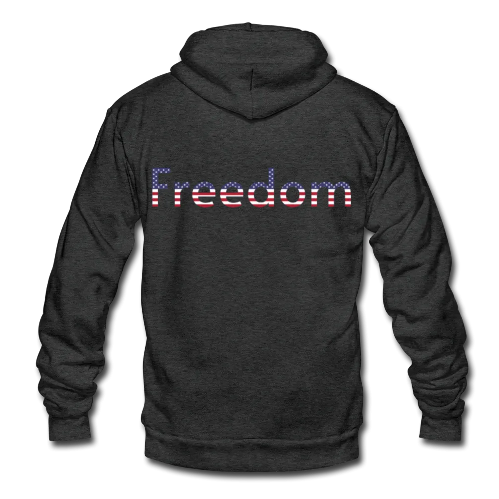 Freedom Patriotic Word Art Unisex Fleece Zip Hoodie