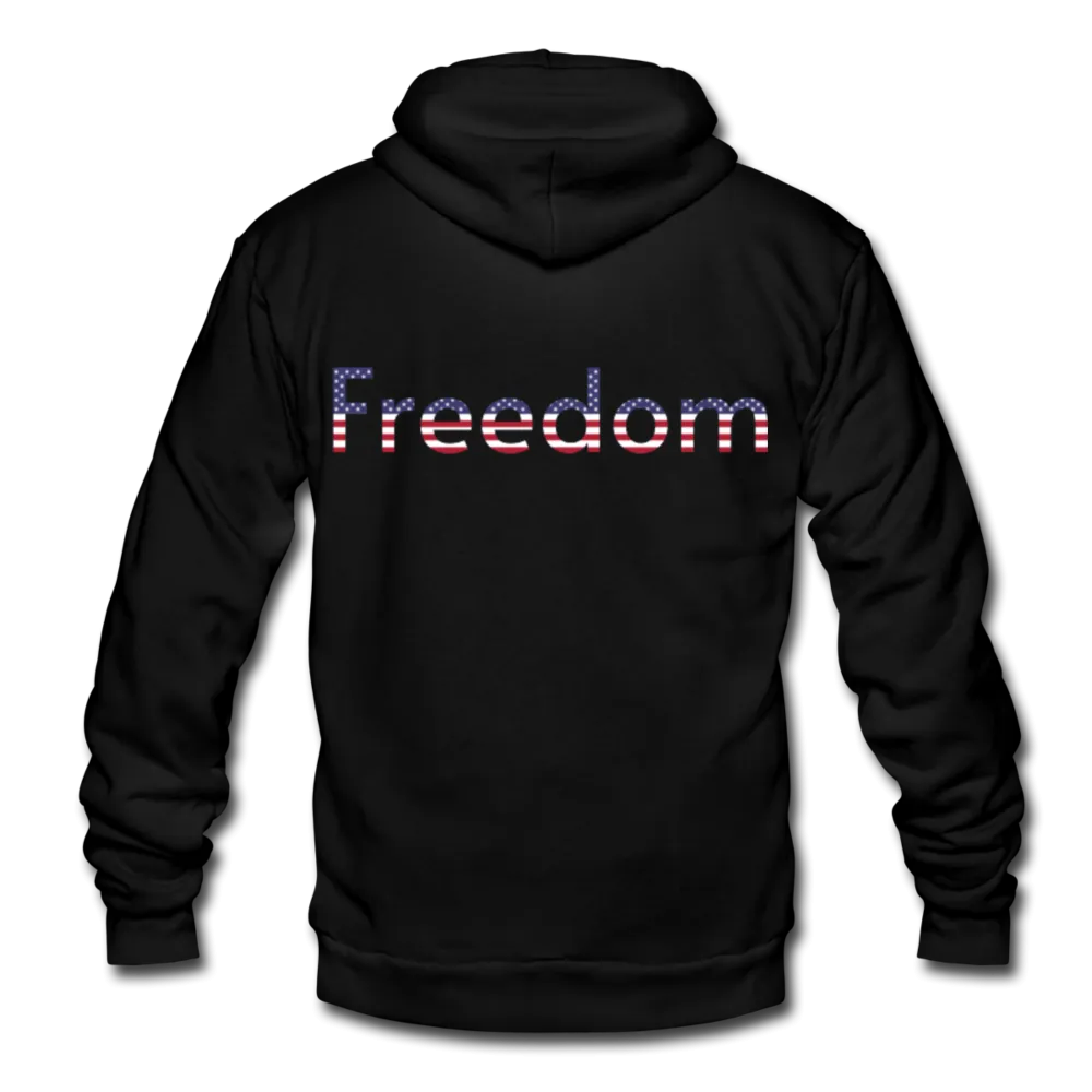 Freedom Patriotic Word Art Unisex Fleece Zip Hoodie