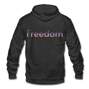 Freedom Patriotic Word Art Unisex Fleece Zip Hoodie