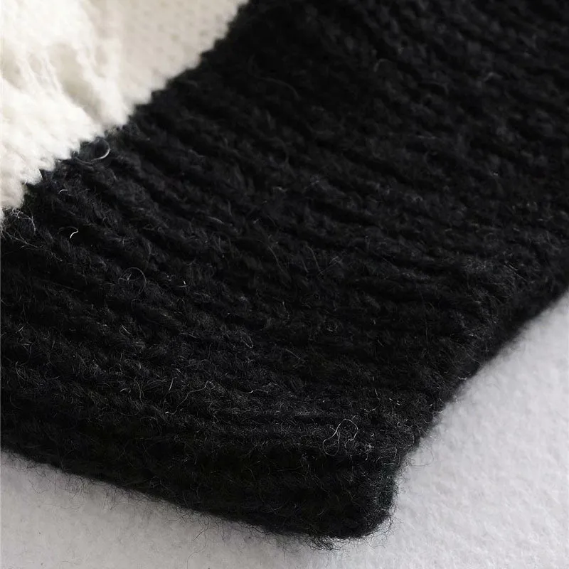 HOLLOW OUT STRIPED KNITTED SWEATER
