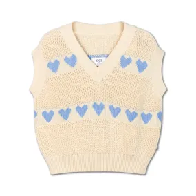knit spencer - summer day blue hearts