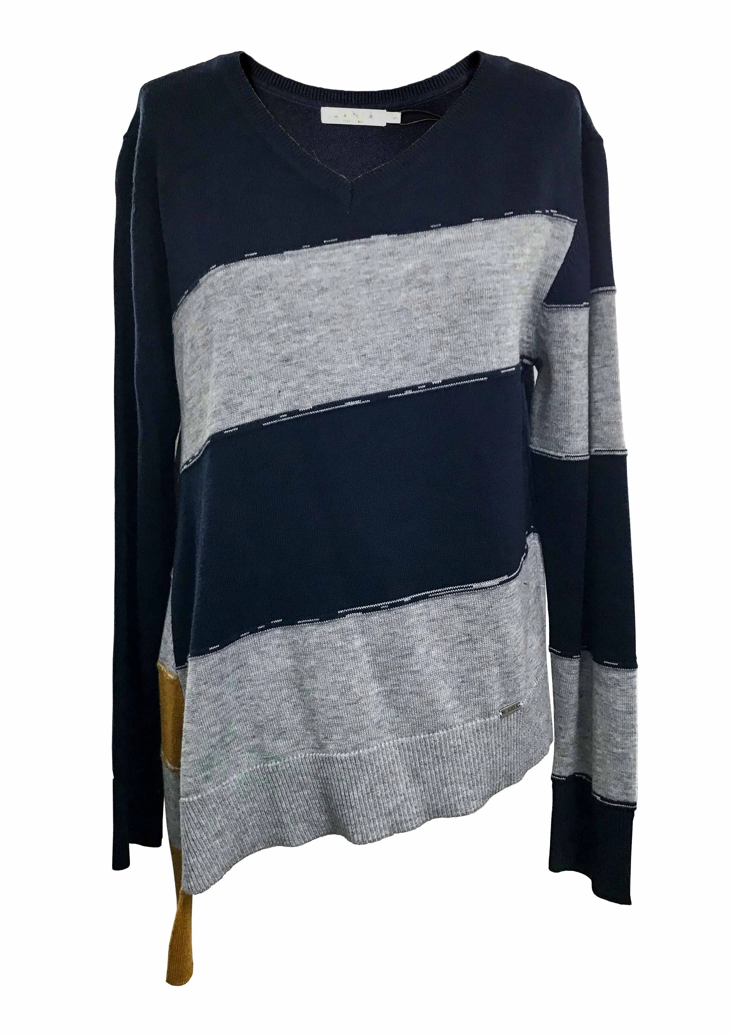 Lane Stripe Sweater - Ink/Mustard