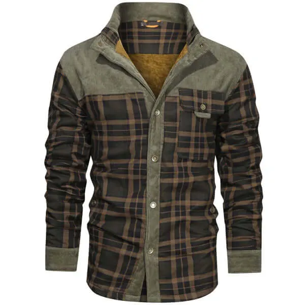 Men's Retro Plaid Fleece Jacket - Warm & Stylish