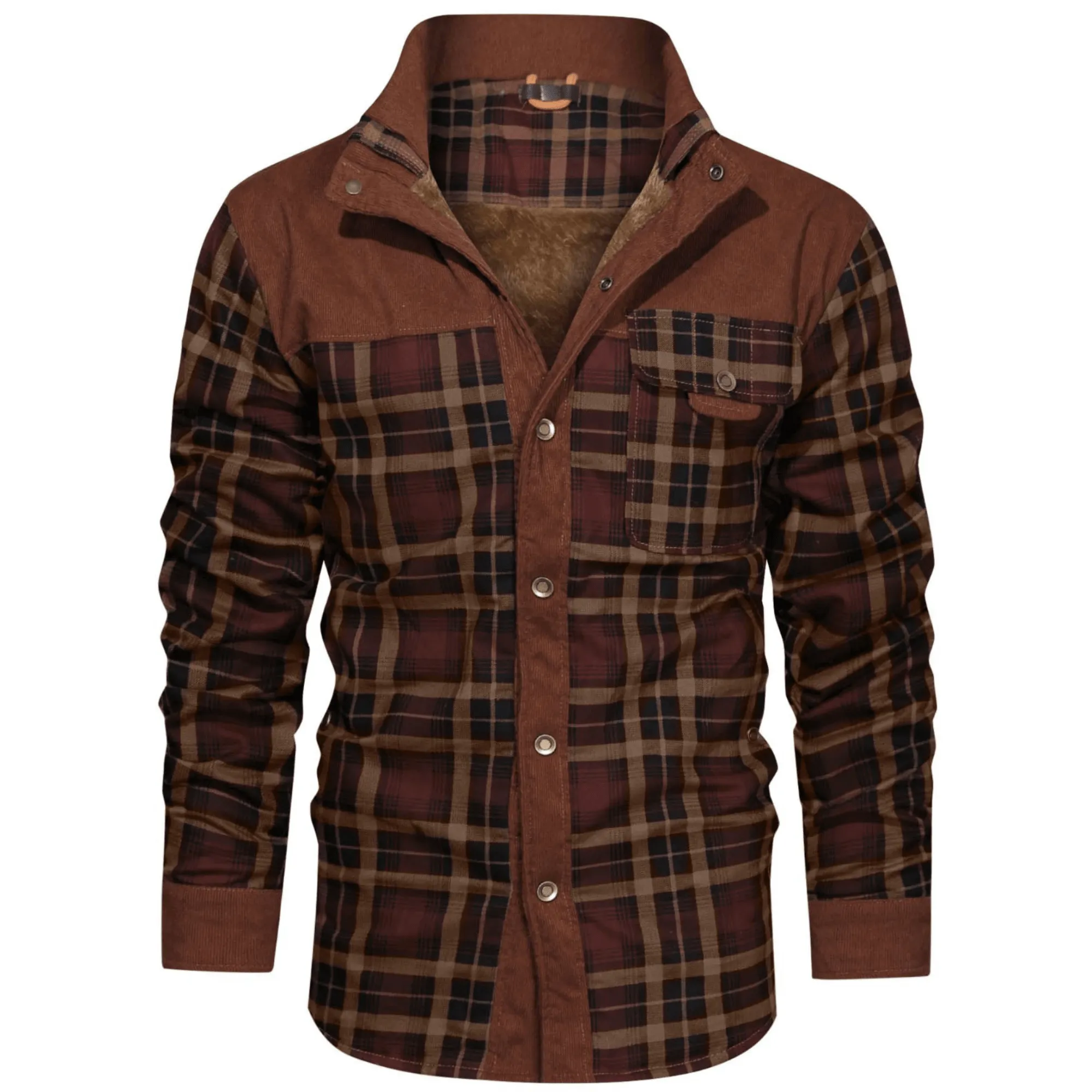 Men's Retro Plaid Fleece Jacket - Warm & Stylish