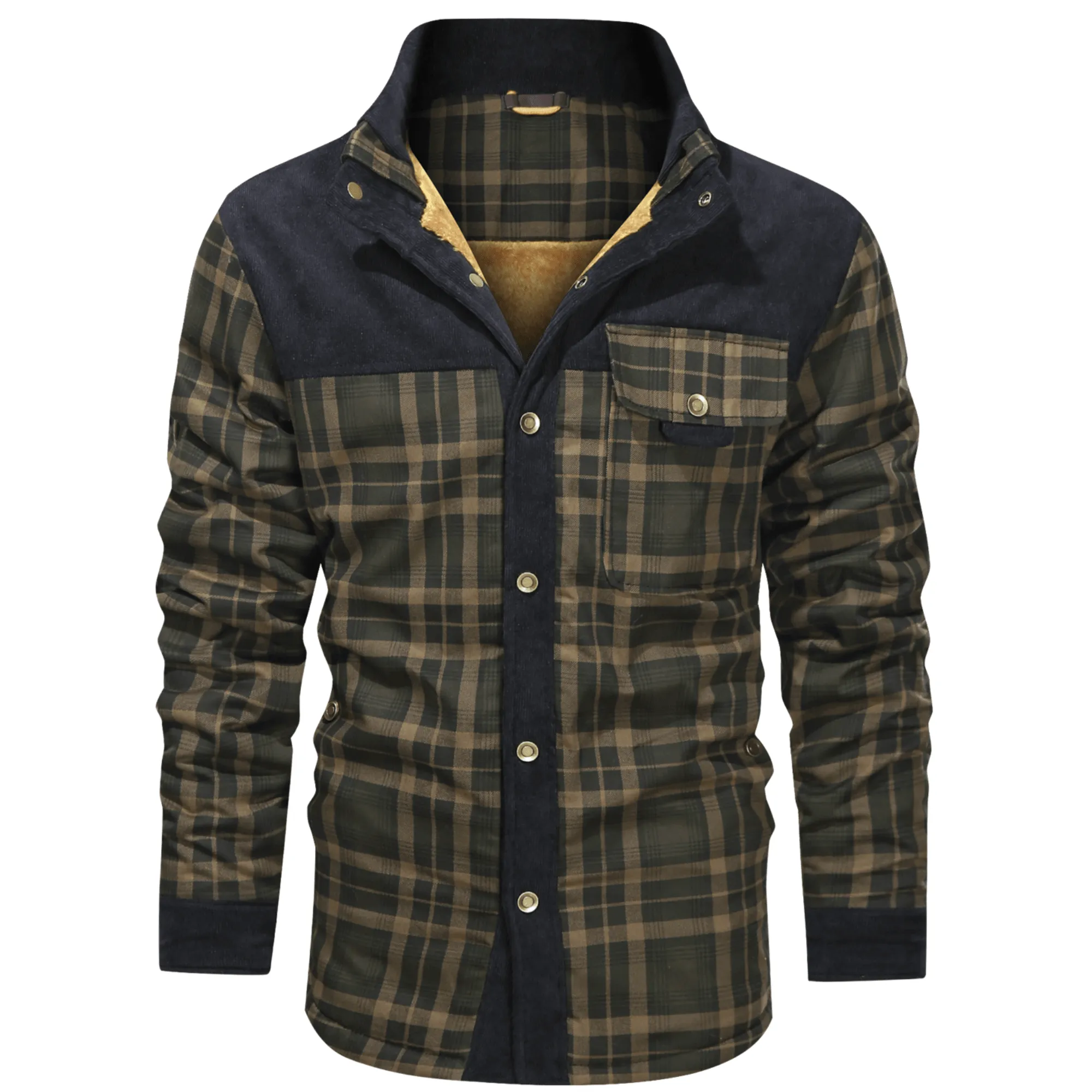 Men's Retro Plaid Fleece Jacket - Warm & Stylish