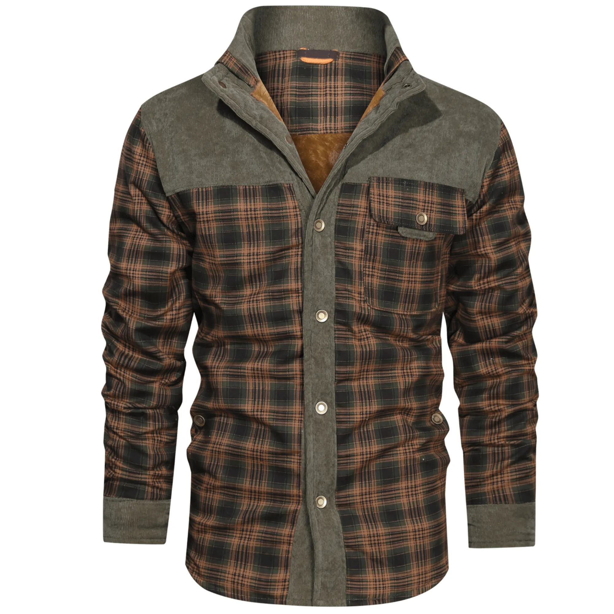 Men's Retro Plaid Fleece Jacket - Warm & Stylish