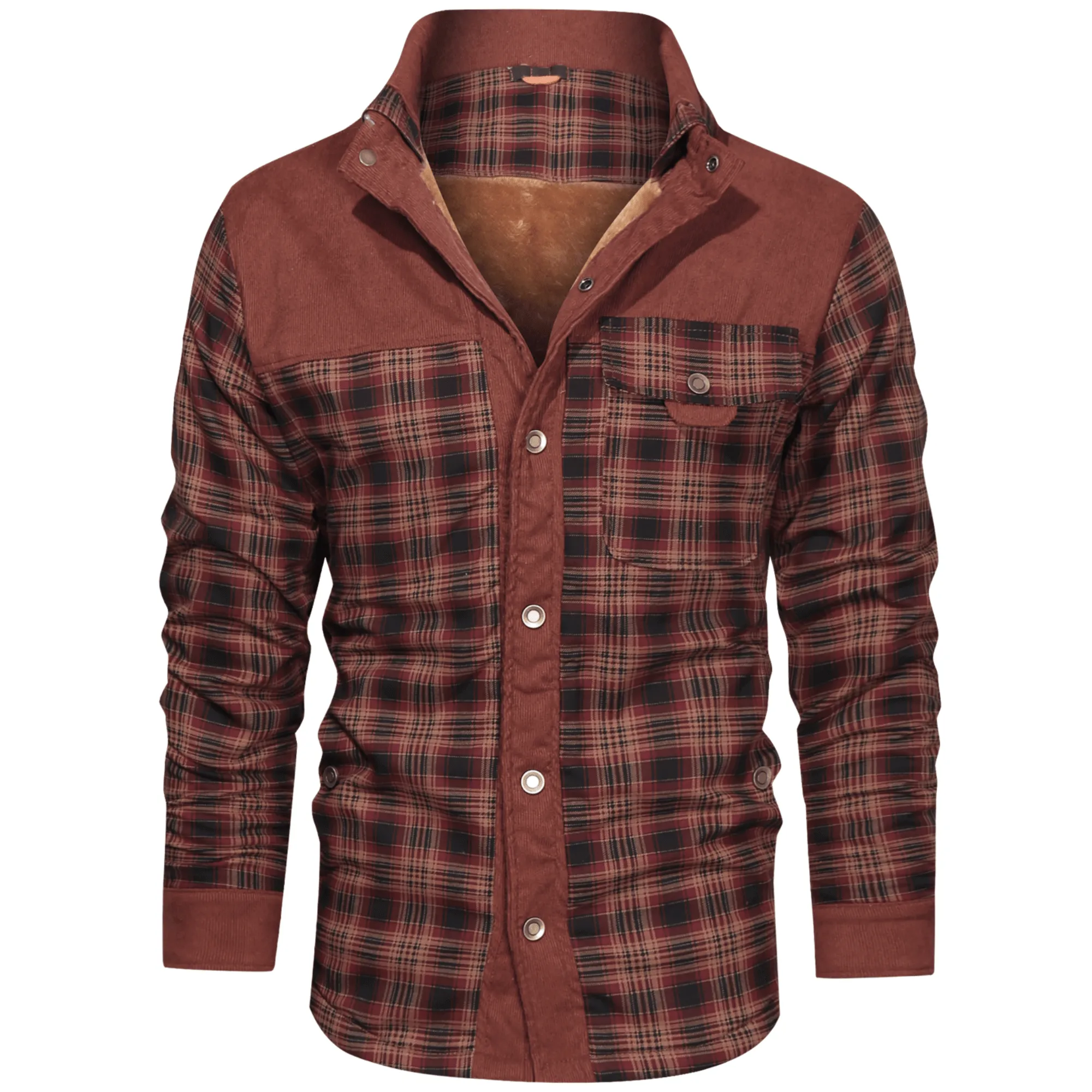 Men's Retro Plaid Fleece Jacket - Warm & Stylish