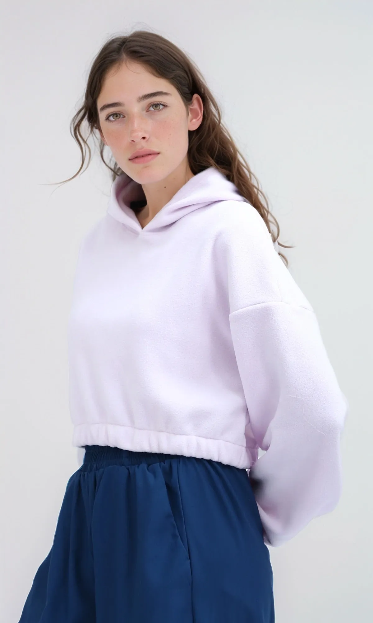 O200380 - Regular Fit Solid Light Purple Winter Hoodie