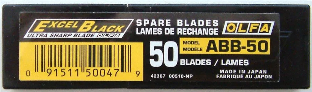 OLFA BLADES BLACK X-SHARP 50 PER PACK ULTRA SHARP 9MM