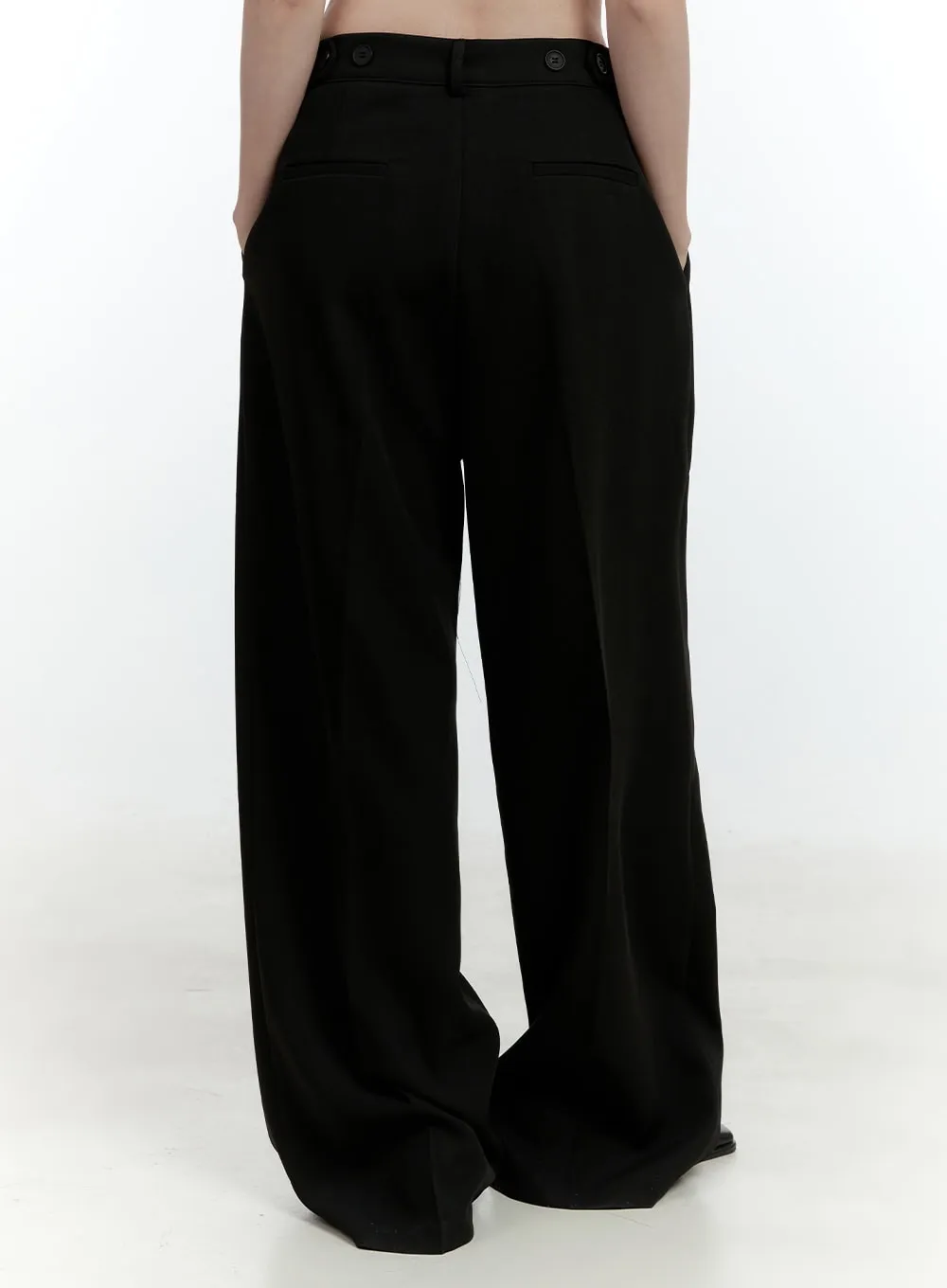 Pintuck Wide-Fit Slacks CF504