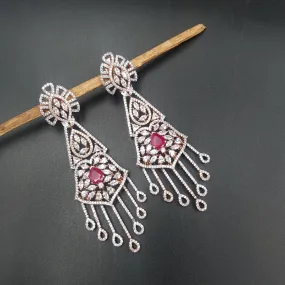 Rose Gold Plated Stylish Zircon/AD Earring 10850-6608