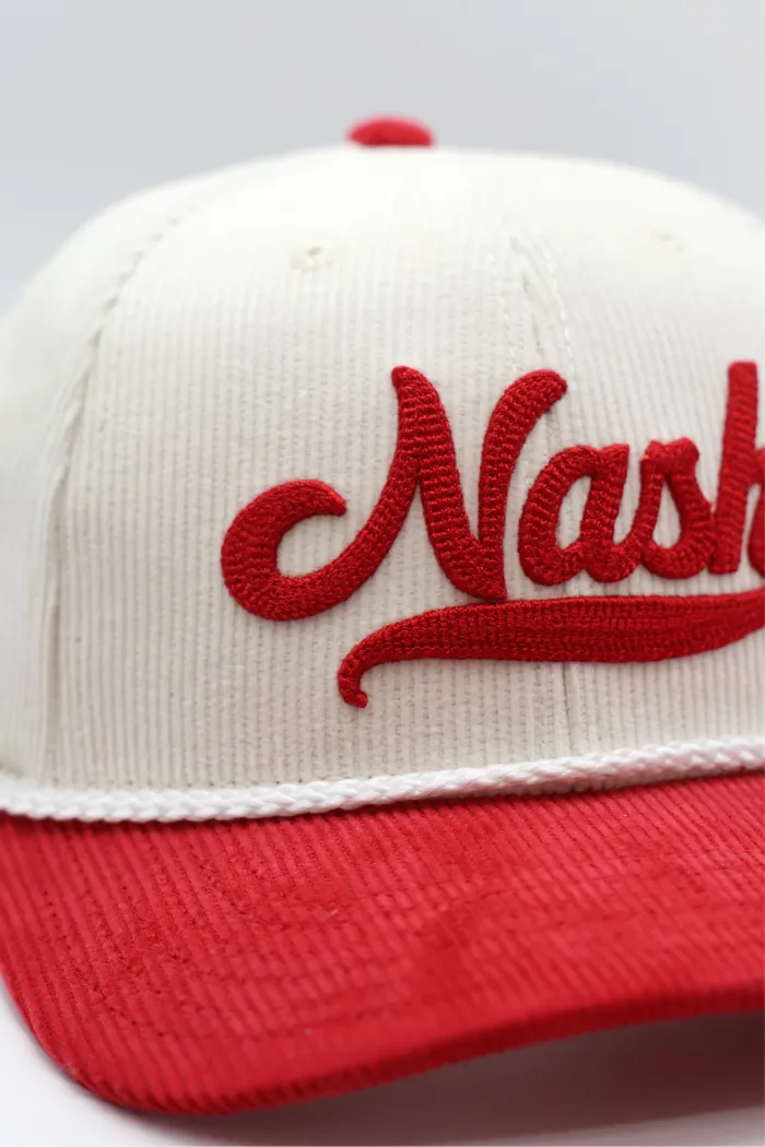 Scripted Nash Corded Cap in Red