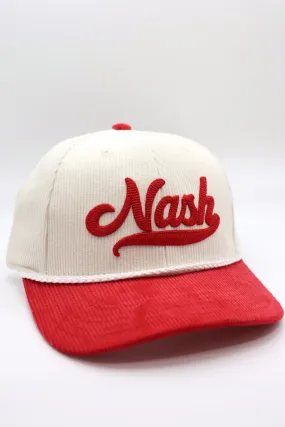 Scripted Nash Corded Cap in Red