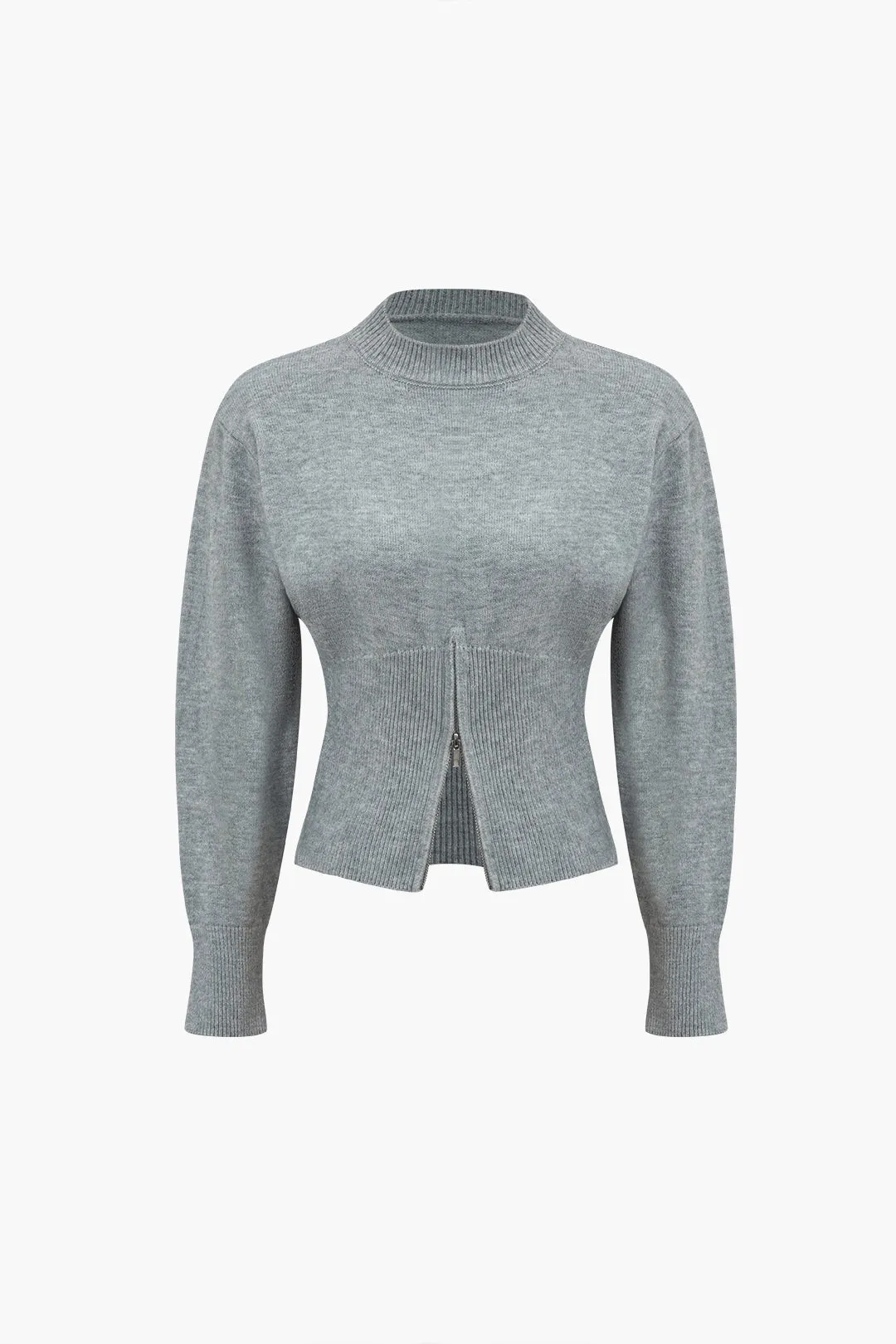 Solid Zipper Sweater