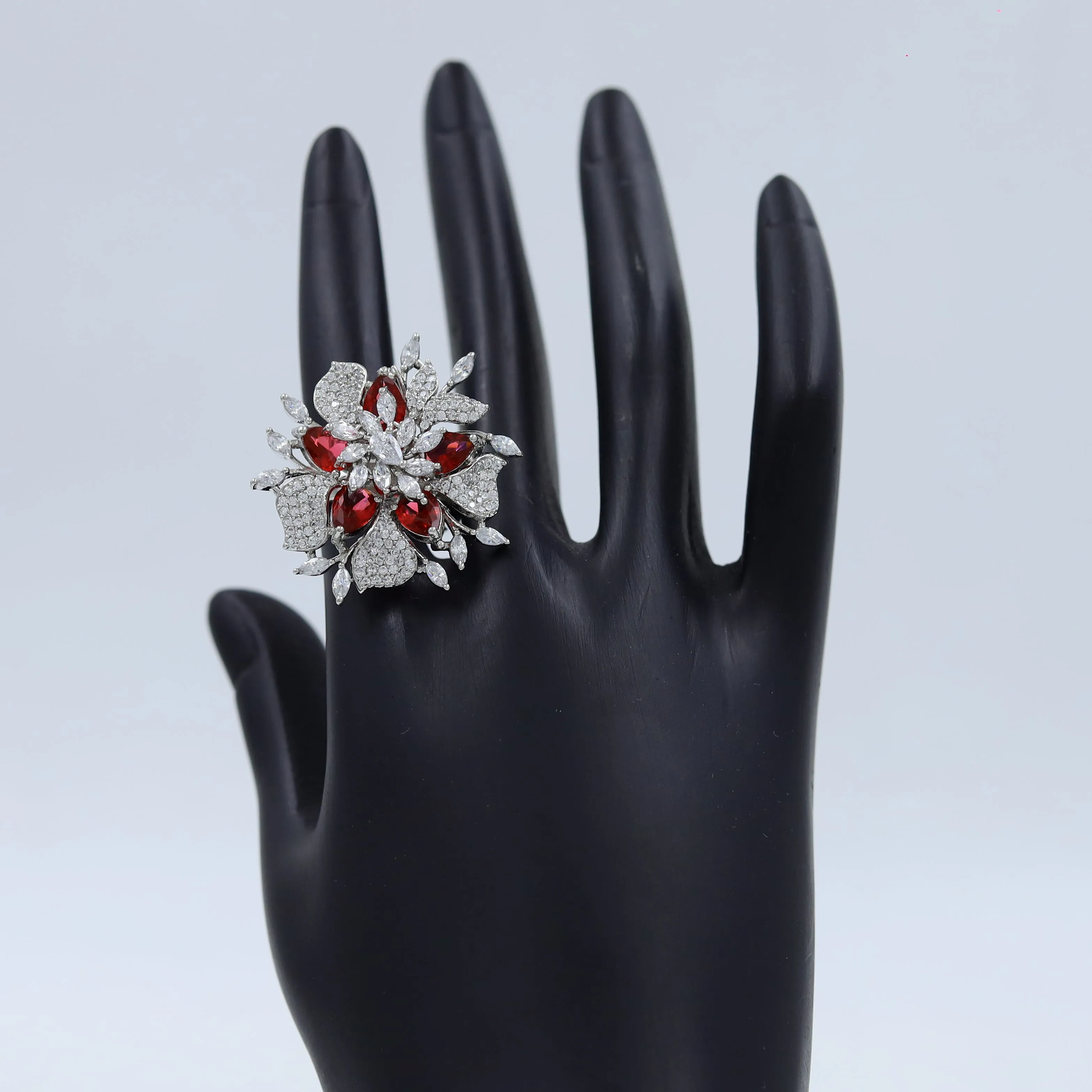 Stylish Zircon/AD Cocktail Adjustable Ring 1128-69
