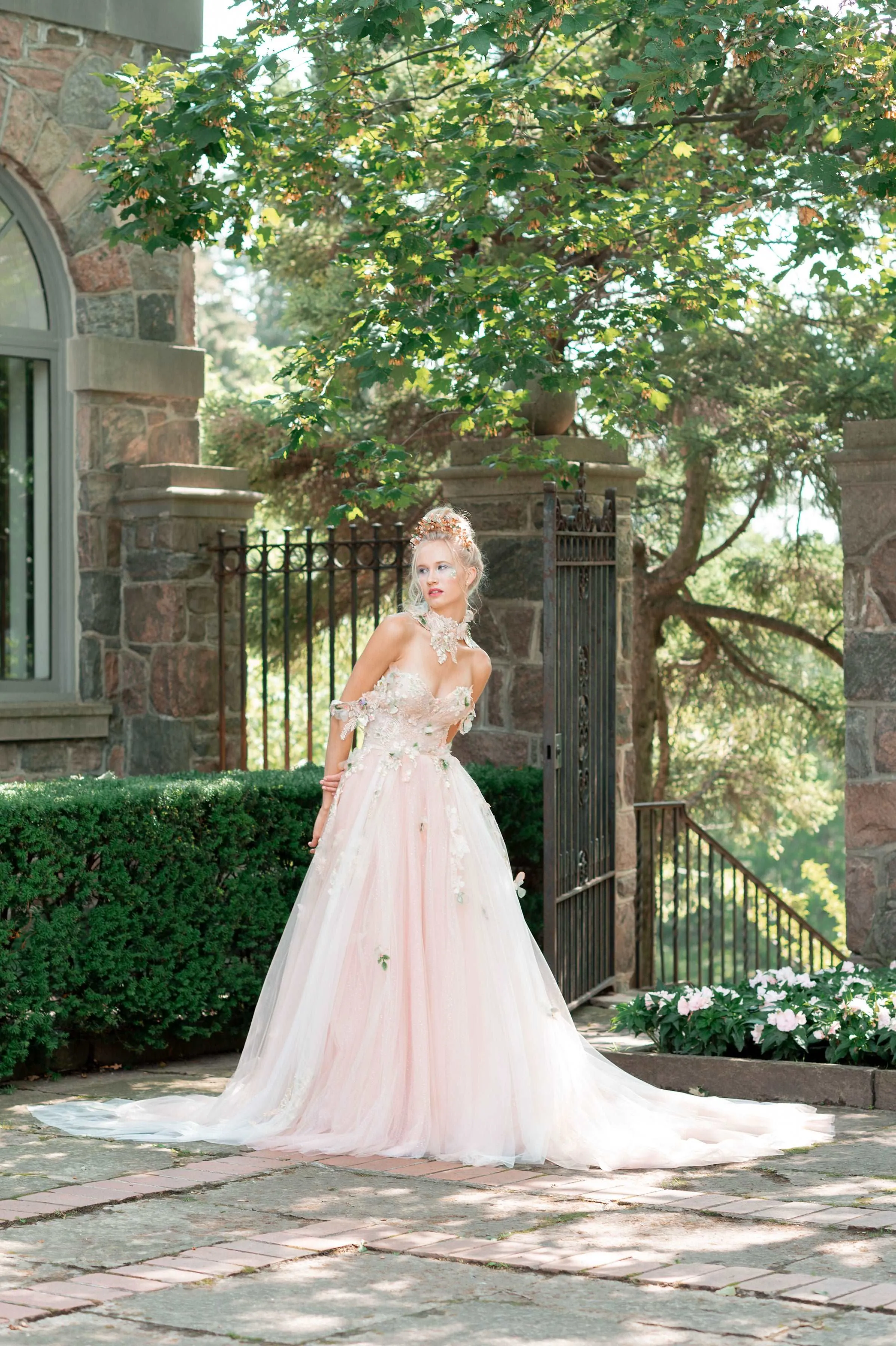 SUMMER Romantic Pink Floral Gown