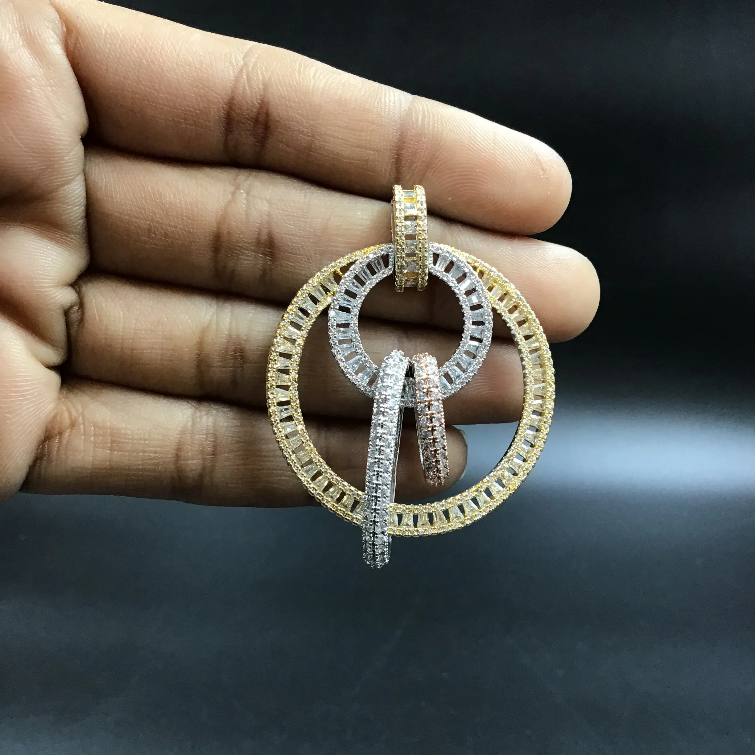 Three Tone Zircon/AD Earring 8786-2841