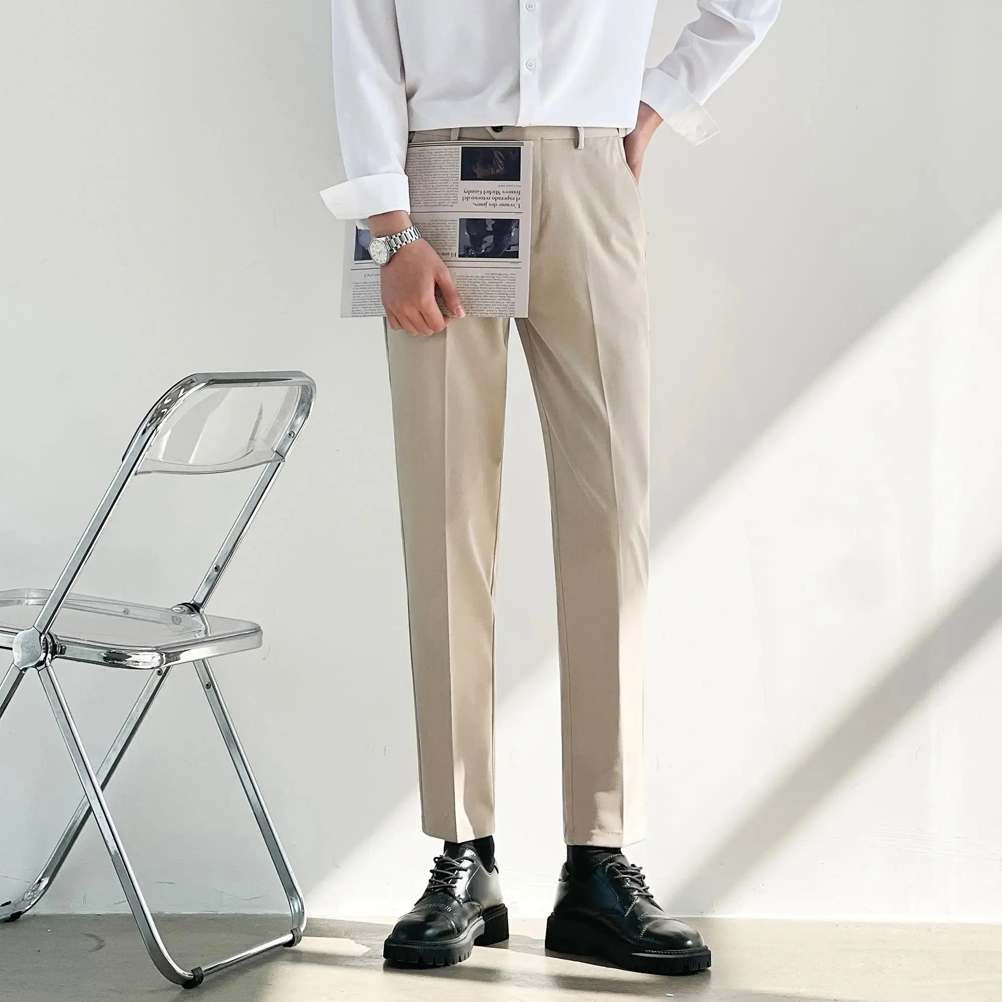 Wiaofellas  -  Office Men's Summer Pants Plus Big Size Draped Fluid Work Korean Style Clothes Male Suit Trousers Stylish Reviews Many Slacks Up